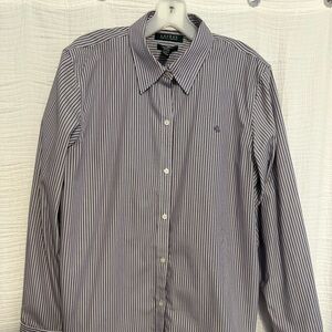 Ralph Lauren Women’s Purple Striped Button Down Shirt